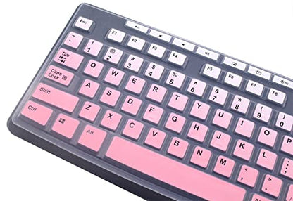 Ultra Thin Desktop PC Silicone Clear Keyboard Cover Skin Protector Compatible for Logitech MK370 MK295 MK275 MK270 Wireless Keyboard, Logitech K200 K260 K270 MK200 MK260 Keyboard (Gradient Pink) - color: Gradient Pink