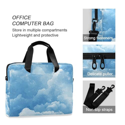 Laptop Zipper Case Portable Crossbody Messenger with Handle and Shoulder Strap 15.6 inch Computer Case Cloud Blue Sky