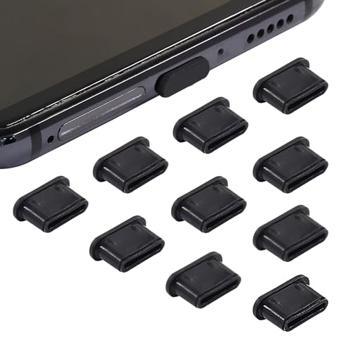 Jiozermi Silicone USB C Anti Dust Plugs, Black, 10Pcs | Type C Anti Dust Covers, Compatible with Samsung Galaxy, MacBook, Pixel, Laptop, Cell Phone - color: Black, size: 10 Pack