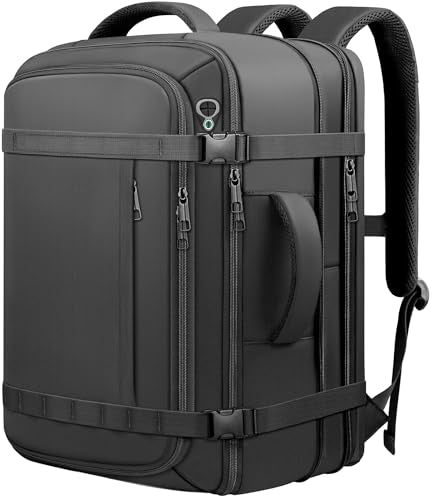 Roomy Carry On Backpack, Expandable Large Capacity Travel Backpack 1-7 Days | LifetimeWarranty,Fits18.4" Laptop,Water Resistant Anti Theft Carry on Laptop Backpack for Men Women,Flight Travel,Black - color: Black, size: Max (55L-65L)