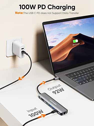 CableCreation 7-in-1 USB C Hub Adapter with 1Gbps Ethernet,4K@60Hz HDMI | 2 USB 3.0 Ports,100W PD, Lightweight, SD/TF Cards Reader for Steam Deck MacBook Pro/Air, iPad Pro - color: 4K/60Hz 7 in 1