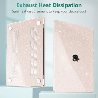 May Chen for 2026 MacBook Air 15 inch Case 2025 2024 2023 A3448 M5 A3241 M4 A3114 M3 A2941 M2 with Liquid Retina Display & Touch ID, Plastic Hard Shell with Keyboard Cover - Sakura Pink Glitter - color: Sakura Pink Glitter
