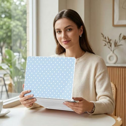MEEgoodo 4-in-1 Printed Case for MacBook Neo 13 inch 2026 Release Model A3404,Laptop Hard Shell Cases with Keyboard Skin & Screen Protector & Webcam Covers,Blue & White Polka Dots - color: Blue & White Polka Dots