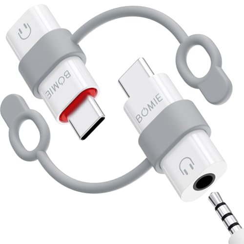 BOMIE Type-C to 3.5mm Audio Adapter,Music/Calls/Video for Phone17/16/15,Pad | 3.5mm Headphone Jack Female to Type-c Male Adapter Lossless Sound Quality DAC Decoder Chip for G-oogle,M-acBook,Pad - color: White-2P