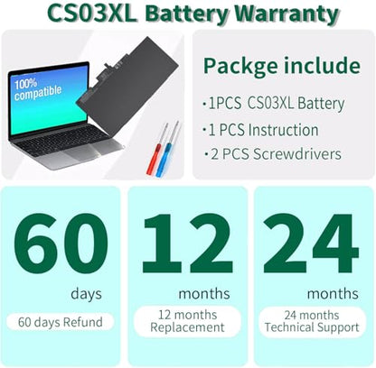 CS03XL Laptop Battery for HP EliteBook 840 850 755 745 G3 G4 ZBook 15u G3 | ZBook 15u G4 Series 800513-001 800231-1C1 800513-001 CS03 CS03046XL HSTNN-IB6Y HSTNN-UB6S HSTNN-I33C-4