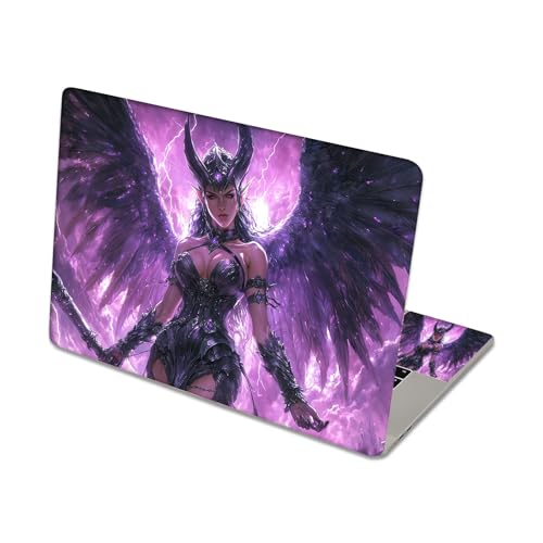 Aesthetic Laptop Skin Sticker, Dark Winged Elf in Purple Lightning Waterproof Vinyl Laptop Decal, Removable Bubble Free, Reusable Protective Cover for 13 14 15 15.6 Inch - color: Dark Winged Elf in Purple Lightning