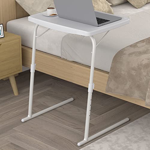 Allpop Max TV Tray Table, Large TV Dinner Tray for Eating, Adjustable Tray Stand on Couch & Bed, Folding Laptop Table with 6 Heights & 3 Tilt Angles, White - color: White, size: Allpop-Max TV Tray