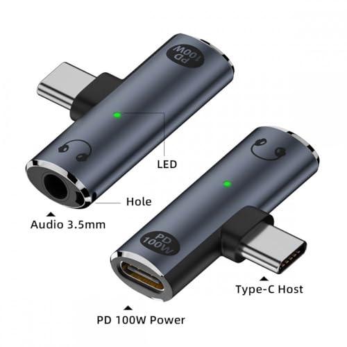 CY Audio Adapter USB-C Type-C to 3.5mm Audio DAC AUX Music 16bit 48kHz & 100W PD Power Adapter for Laptop Tablet Phone - style: USB-C to DAC 3.5mm 48kHz & PD