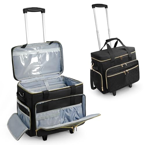 ORKELS Rolling Teacher Bag with Removable Trolley, Wheeled Teacher Tote for 17.3 Inch Laptop, Large Rolling Work Bag with Organized Storage for Books, Files, Lesson Plans & Classroom Supplies, Black - color: Black