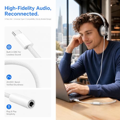10Pack USB C to Headphone Jack Adapter,USB c to 1/8 inch Audio Adapter Compatible with iPhone 16 15 Samsung Galaxy S25,S24,S23 Ultra, Note 20, iPad Pro, MacBook, Pixel XL and More - size: 10 Pack