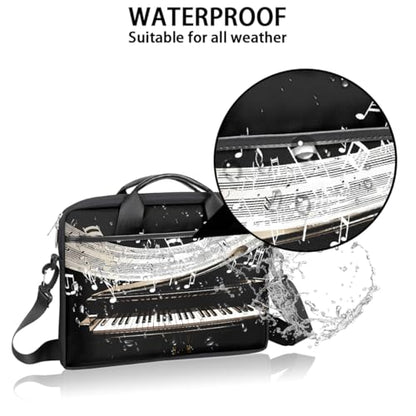 Laptop Shoulder Bag for Women Men, Waterproof Computer Case Messenger Bag Briefcase for Business Office Travel - color: Music Note With Piano Keys