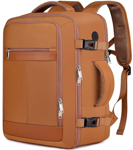 EZUOLA Carry On Backpack for Women,Travel Laptop Backpack Airline Approved,Underseat Personal Item Travel Bag With Shoe Compartment, Casual Daypack Gifts for Friend Weekend Business College,Brown - color: Brown, size: Large-25L