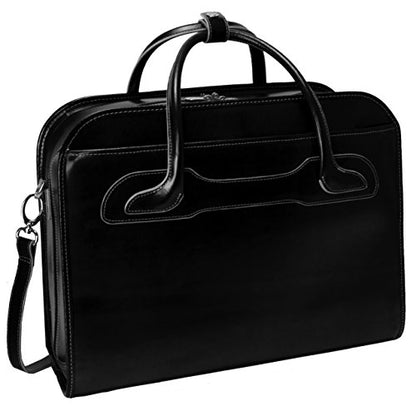 McKleinUSA McKlein WILLOWBROOK, 17" Leather Detachable -Wheeled Ladies' Laptop/Computer & Tablet Business Briefcase Bag/Women's Rolling Overnight Travel Bag, Removable trolley case - color: Black, size: 18"x8.75"x14.5"