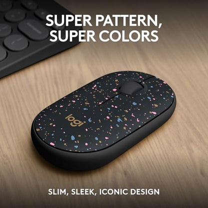 Logitech M340 Wireless Mouse with Limited Edition Prints, USB Receiver and Silent Clicks, Portable Wireless Mouse for Laptop, PC, Windows, Chrome, Surface – Speckles - color: Speckles