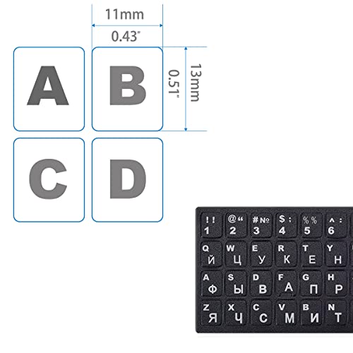 2 Pack Universal Russian Keyboard Stickers Black Background with, White Lettering for Computer Laptop Notebook Desktop, Replacement Computer Keyboard Stickers (Russian) - color: Russian-black/Black White Letter