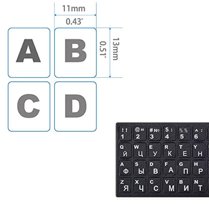 2 Pack Universal Russian Keyboard Stickers Black Background with, White Lettering for Computer Laptop Notebook Desktop, Replacement Computer Keyboard Stickers (Russian) - color: Russian-black/Black White Letter