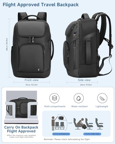 Laptop Backpack for Men, RFID Anti-Theft 16 Inch Professional Business Work Backpack with Dual Charging Ports & Dry-Wet Pocket, Ideal for Travel, Commute, College, Black