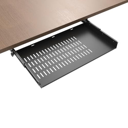 21 inch Sliding Under Desk Laptop Mount with Air Vents, Metal Under Desk Slide Out Tray for Laptop (21 Inch) - size: 21 Inch