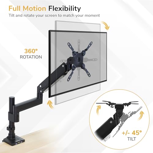 Mount-It! Ultrawide Monitor Arm, Heavy-Duty Gas Spring Desk Mount for 17–35” Curved Screens up to 33 lbs, Full Motion Height Adjustable Monitor Arm with USB 3.0 & Audio Ports, VESA 75/100/200