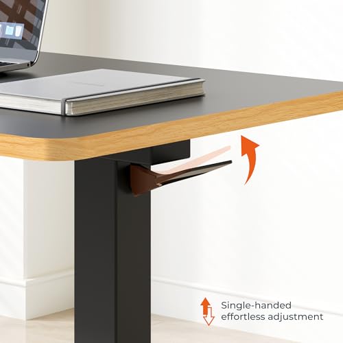 Medical Overbed Adjustable Bedside Table with Hidden Casters, Pneumatic Mobile Rolling Laptop Standing Desk with Tray for Home and Hospital Use, Black - color: Black, size: Large
