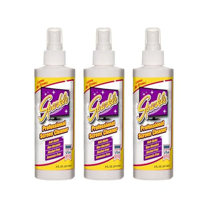 Sparkle Screen & Monitor Cleaner Spray, Ammonia & Alcohol-Free, Anti-Static, Streak-Free Formula for TVs, Laptops & Displays, 8 fl oz (Pack of 3) - size: 8 Fl Oz (Pack of 3)