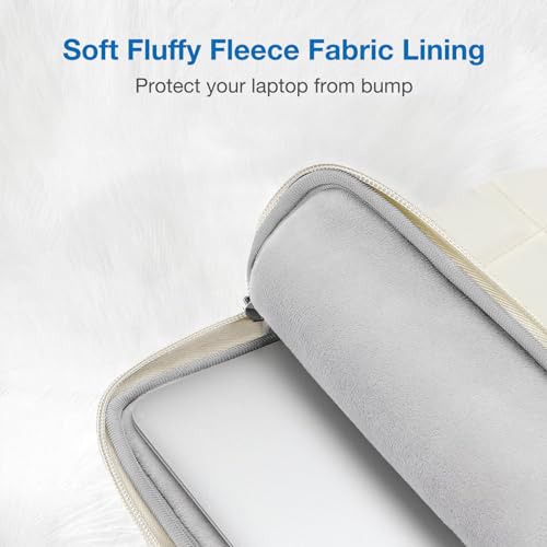 MOSISO Laptop Case 16 inch, 15-15.6 inch Puffy Laptop Sleeve Compatible with MacBook Pro 16 M5 M4 M3 M2 M1,HP Acer Dell Lenovo Notebook,Rectangle Quilted Bag with Handle&Flower Pendant, Sand - color: Sand, size: 16 inch