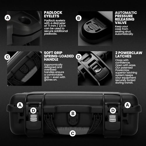 NANUK 910 Hard Case with Customizable Cubed Foam, IP67 Waterproof, Dustproof and Impact Resistant, 14.3” x 11.1” x 4.7”, Rugged Construction for Ultimate Protection, Made in Canada – Black - color: Black, style: Cubed Foam