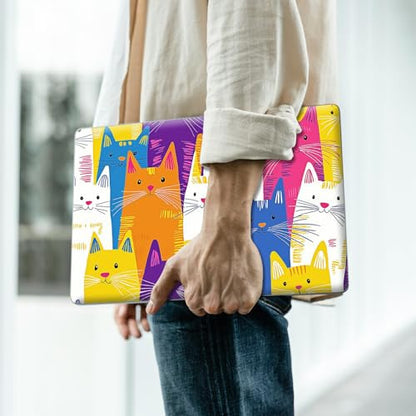 Reusable Universal Laptop Skin Sticker, Cut to Fit for 11.6–15.6 Inch Laptops, Waterproof Protective Film, No-Residue - Colorful Cat Crowd - color: Colorful Cat Crowd