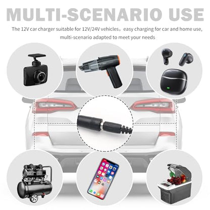 12V Car Charger Kit with DC 5V Power Cable,12V Cigarette Lighter Plug DC 5.5 * 2.1mm Includes USB Cable,11 Connectors,Universal Car Charger Adapter for GPS,DVD Player,Camera