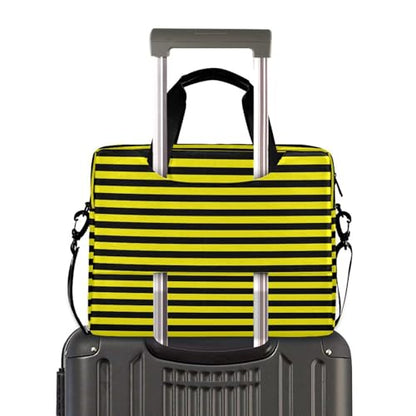 Laptop Zipper Case Portable Crossbody Messenger with Handle and Shoulder Strap 15.6 inch Computer Case Yellow Black Stripe