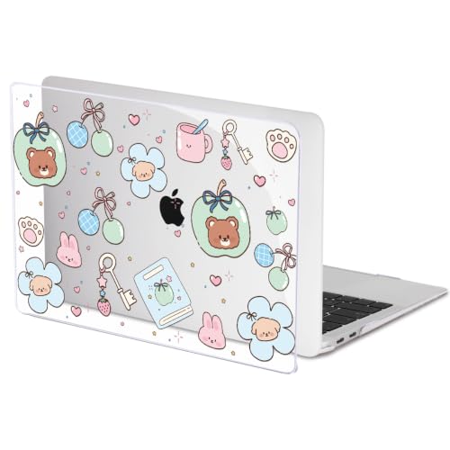 for MacBook Air 13 inch Case M1 A2337 A2179 A1932 2018-2021 Release|Pattern Plastic Hard Shell Case & Keyboard Cover & Screen Protector, Cute Little Bear - color: Cute Little Bear