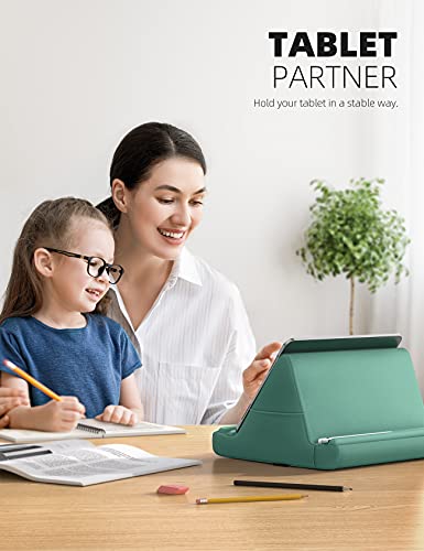 Lamicall Tablet Pillow Holder Stand - Tablet Pillow Soft Pad for Lap | Tablet Holder for Bed and Desk with Pocket & 4 Viewing Angles, for iPad Pro Air, Mini, Kindle, iPhone, 4-13" Devices, Green - color: Green