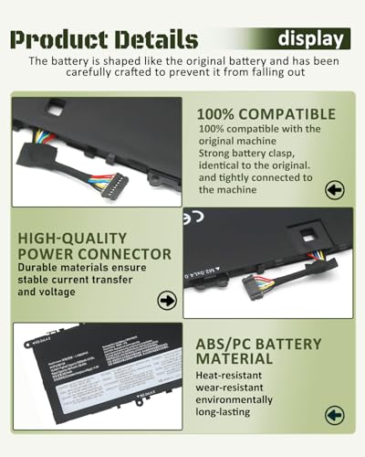 61Wh L19M4PH3 L19C4PH3 L19D4PH3 Battery for Ideapad Yoga Slim 7 Pro-14ARH5 Pro-14ITL5 Pro-14IHU5 Pro-14ACH5 Pro-14IAP7 Series – Parts Number SB10Z49515 SB10Z49516 SB10Z49517-15.44V 4-Cell - size: 11.42*3.46*0.20 IN L19C4PH3