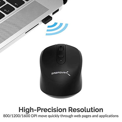 SABRENT 2.4GHz Rechargeable Wireless Mouse with Adjustable Resolution (MS-RCWM) - size: Rechargeable Wireless