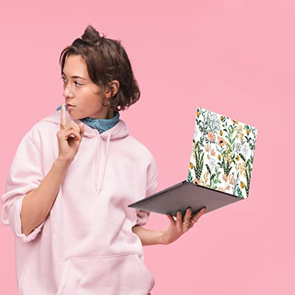 Laptop Skin Sticker,13.3 14 15 15.4 15.6 inch Laptop Skins,Universal Vinyl Decal,Dustproof Scratch Resistant Reusable Cover Protector with Free 2 Wrist Pads (Flower in White Background) - color: Flower in White Background