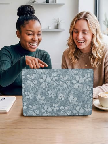Voidborne Compatible with MacBook Neo 13 inch Case 2026 Release Model A3404&A18 Pro Chip,Blooming Floral Leather Plastic Hard Shell Protective Case for Neo 13 inch + Keyboard Cover,Blue Fabric Leaves - color: Blue Fabric Leaves