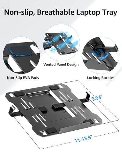 MOUNTUP Laptop and Monitor Desk Mount, Laptop Tray for Max 17" Notebook, Monitors Arm Fits up to 32" Monitor, Laptops Arm Holds 4.4-22lbs, 2-in-1 Tall Laptops Mount with Clamp/Grommet - size: Dual, style: With Pole