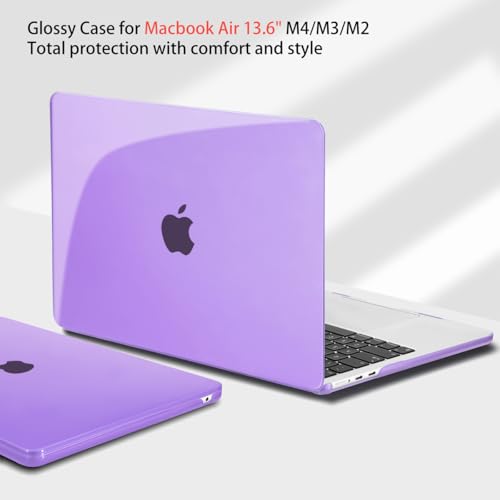 Teryeefi MacBook Air 13.6 Inch Case 2022 2024 2025 2026 Model A2681/A3113/A3240/A3449 with M2 M3 M4 M5 Chip, Hard Shell Cover with Keyboard Cover & USB 3.0 Adapter, Crystal Purple - color: Crystal Purple