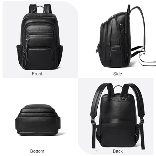 Shrrie 17 Inch Laptop Backpack for Women,Vegan Leather Backpack Purse,28L Work Business College Travel Computer Backpacks with Pouch Pocket for Large Capacity Cup & USB Charger,Black - color: Black