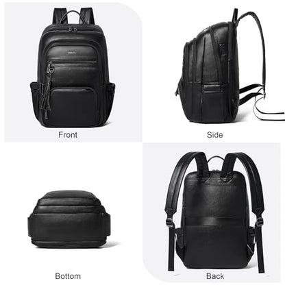 Shrrie 17 Inch Laptop Backpack for Women,Vegan Leather Backpack Purse,28L Work Business College Travel Computer Backpacks with Pouch Pocket for Large Capacity Cup & USB Charger,Black - color: Black