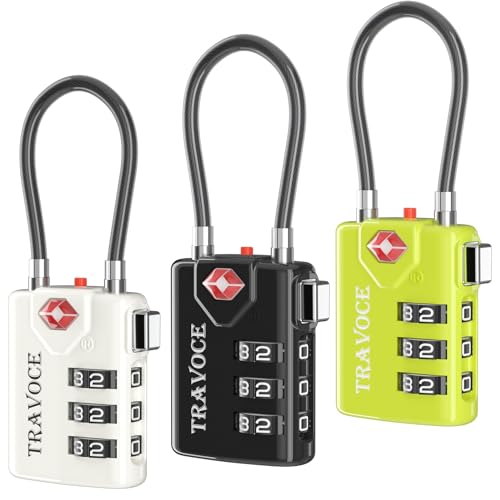 Search Alert TSA Approved Travel Combination Luggage Cable Locks for Suitcase, Gym Locker,Toolbox,Backpack 1,2,4,6 &10 pk (Three Colors) - color: Three Colors