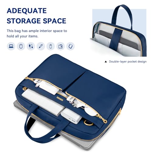Ferkurn Laptop Bag Case Women Men Computer Bag Compatible with MacBook/HP/LG/Dell, Shoulder Strap Slim Carrying Messenger Briefcase, Blue, 15.6-16 Inch - color: Blue, size: 15-15.6 inch