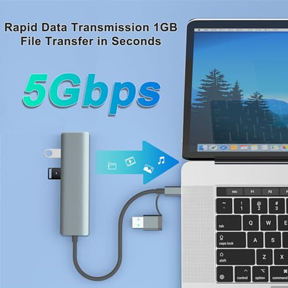 USB C to Ethernet Adapter, 5Gbps Data Port Hub Network with 3*USB3.0, USB3.0 Hub with RJ45 10/100/1000 Gigabit Ethernet Adapter Support Windows 10,8.1,Mac OS, Surface Pro,Linux,Chromebook and More