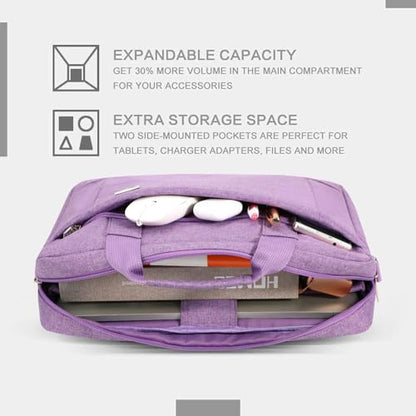 Voova 17.3-17 Inch Laptop Bag, Computer Bag, MacBook Bag, Lavender | Expandable splash-proof 17.3-inch laptop messenger bag with removable strap; fits MacBook, HP, Dell, Lenovo and Asus - color: Lavender, size: 17-17.3 Inch