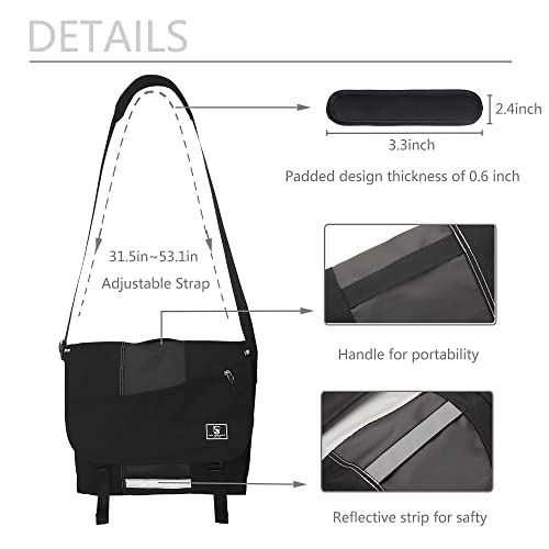 OIWAS 14" Laptop Messenger Bag for Men, Laptop Satchel Crossbody Bag, Black | Water-repellent polyester; thick padded laptop compartment; large capacity crossbody shoulder bag for work, travel & daily - color: 14 Inch-black