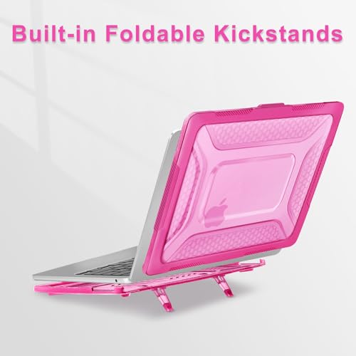 MOSISO Compatible with MacBook Air 13 inch Case M5 M4 M3 M2, Rose Red | 2 in 1 Kit Honeycomb Shock Resistant Hard Case with Foldable Kickstand for MacBook Air 13.6 2026-2022 A3449 A3240 A3113 A2681 - color: Rose Red