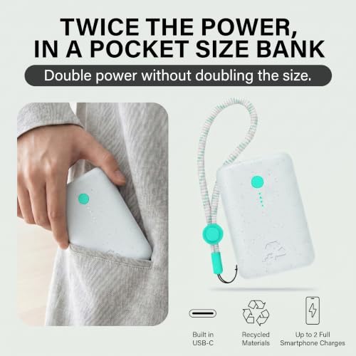 Nimble Champ Portable Charger, 10000mAh Power Bank, 20W Dual USB-C Charging | Compatible with iPhone, Samsung, Tablet, iPad, MacBook, Travel Essential Power Bank with 2ft USB C Cable Included - color: Luna White