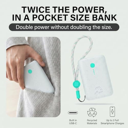 Nimble Champ Portable Charger, 10000mAh Power Bank, 20W Dual USB-C Charging | Compatible with iPhone, Samsung, Tablet, iPad, MacBook, Travel Essential Power Bank with 2ft USB C Cable Included - color: Luna White