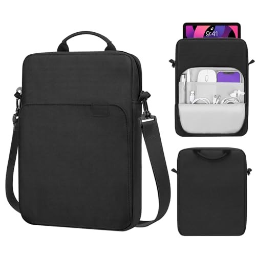 MoKo 9-11 Inch Tablet Sleeve Bag Handle Carrying Case with Shoulder Strap Fits New 11-inch iPad Pro M5/iPadAir M3, i-Pad 10 10.9, iPad 9/8/7th 10.2, i-Pad Air 5/4th 10.9, Tab S8/S9 11, Black - color: Black, size: 9-11 inch