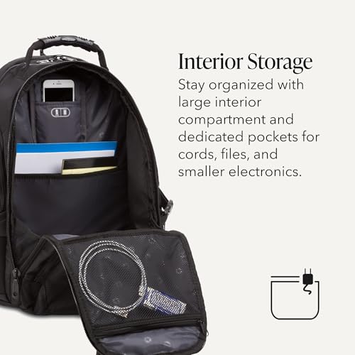 SWISSGEAR 1900 ScanSmart Laptop Backpack, Fits Most 17-Inch Laptops, TSA-Friendly Lay-Flat Design, RFID Protection, and Tablet Pocket, Black, 31L, 18.5-Inch - color: Black/Black